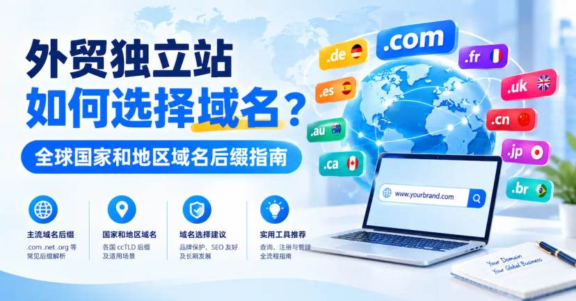 外贸独立站如何选择域名？全球国家和地区域名后缀指南